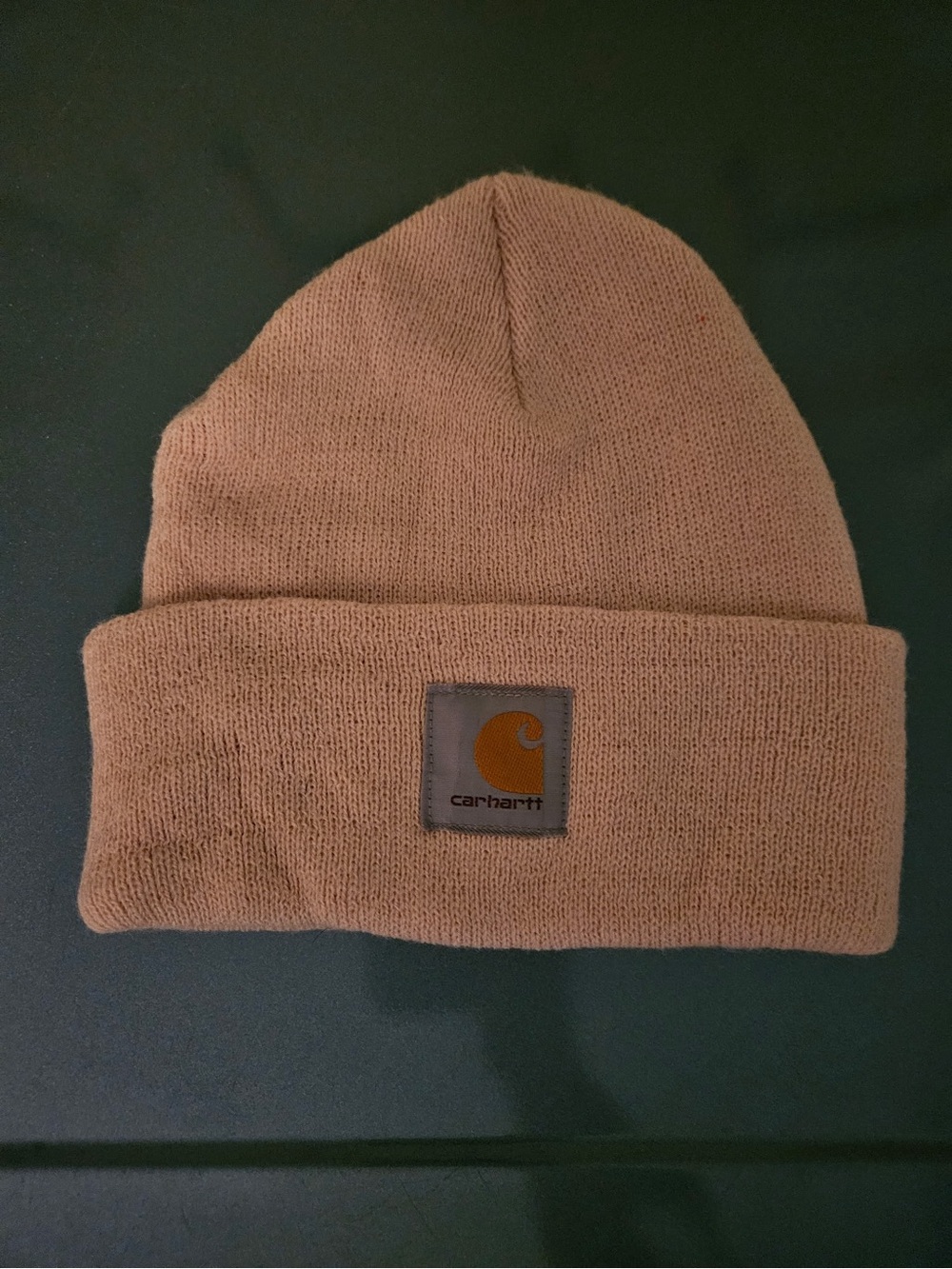 Carhartt Tan Knit Cuffed Beanie with Logo Patch
